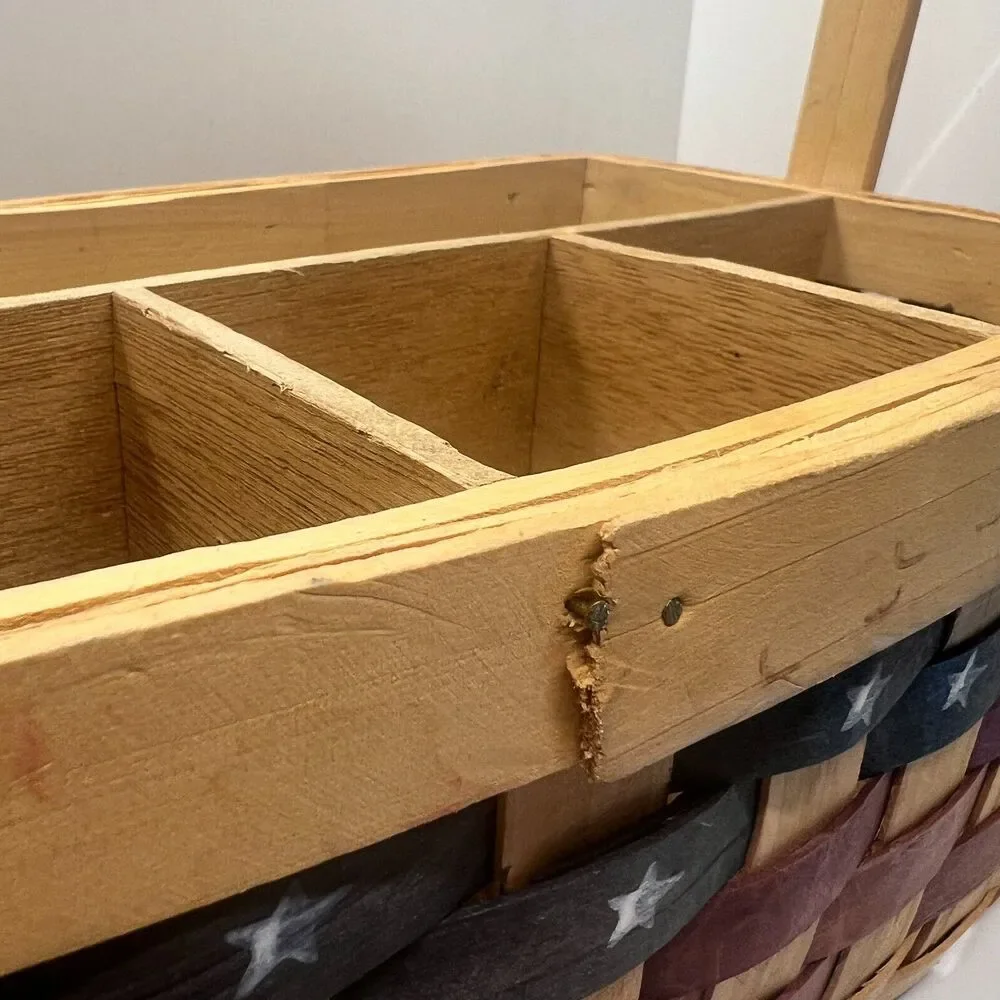 Country Woven Patriotic basket silverware caddy wine picnic usa wicker country
